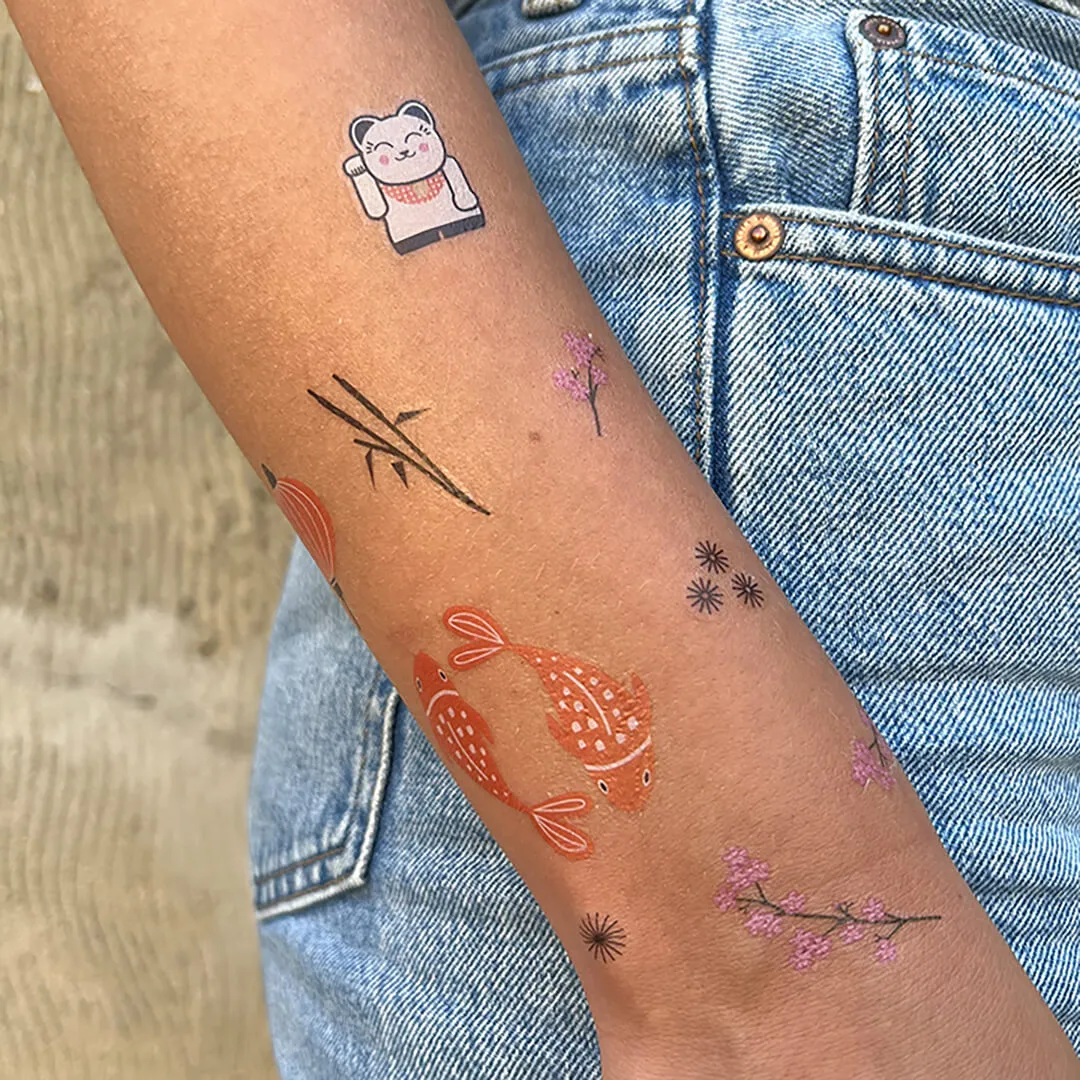 Perlenfischer Japanischer Frühling Tattoo temporär floral