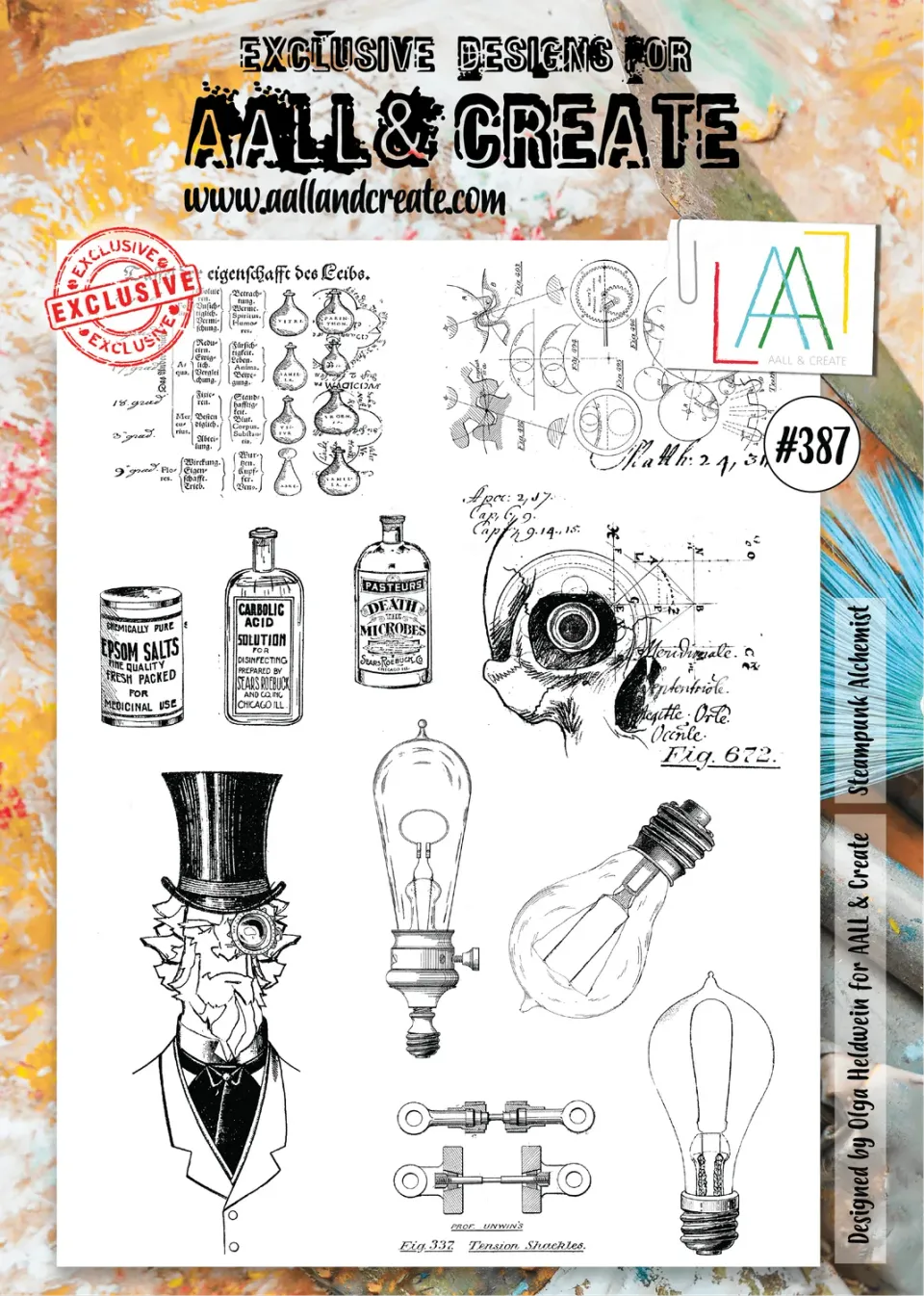 AALL and Create #387 Steampunk Alchemist Stempelset A4