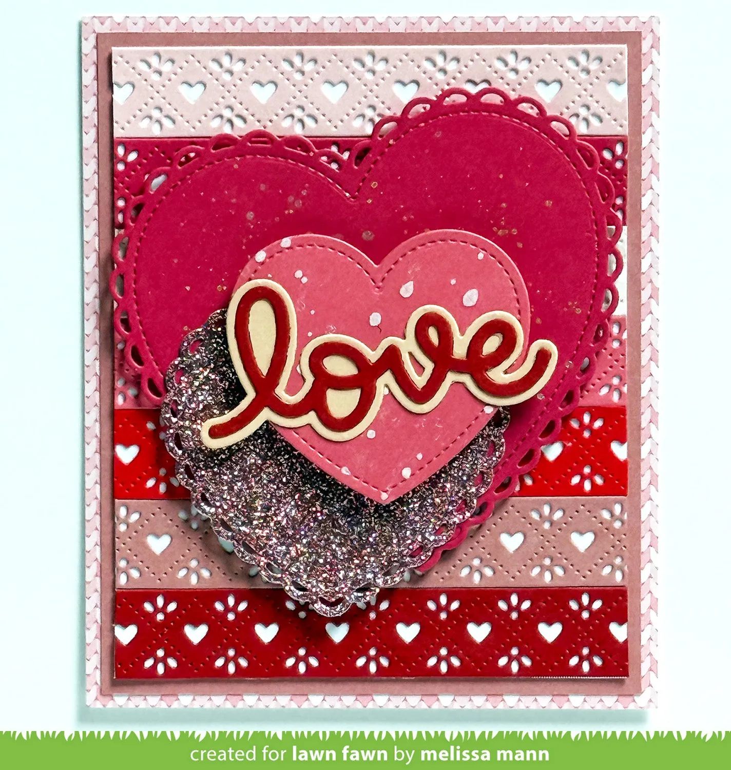 Lawn Fawn Lawn Cuts Quilted Heart Border Stanze gesteppt