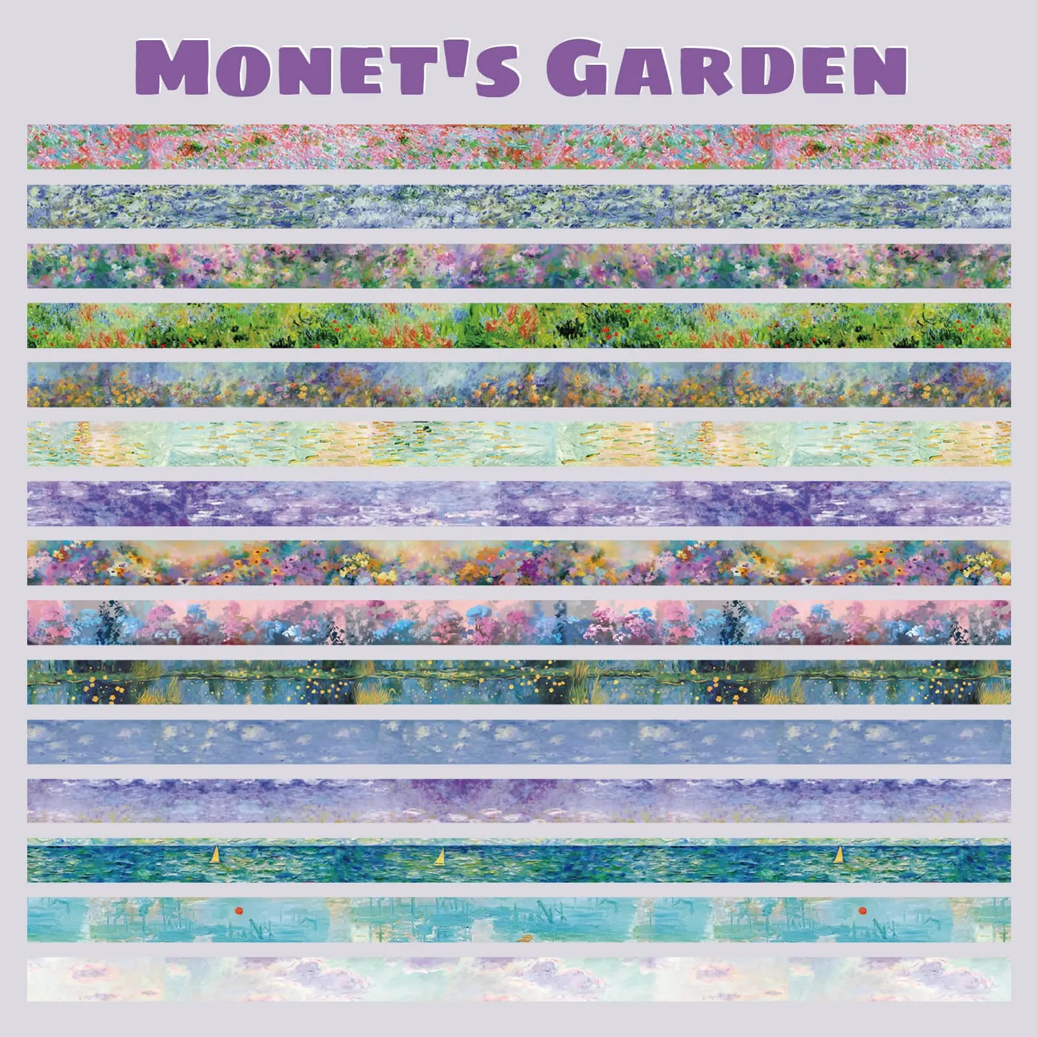 Ieebee Monet Washi Tape Set 27 Rollen Seerosen Goldfolie