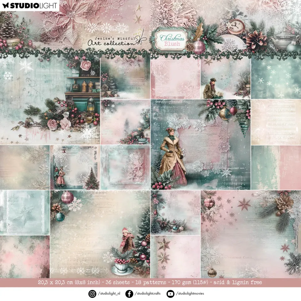 Jenine's Mindful Art Christmas Blush Backgrounds Papierblock