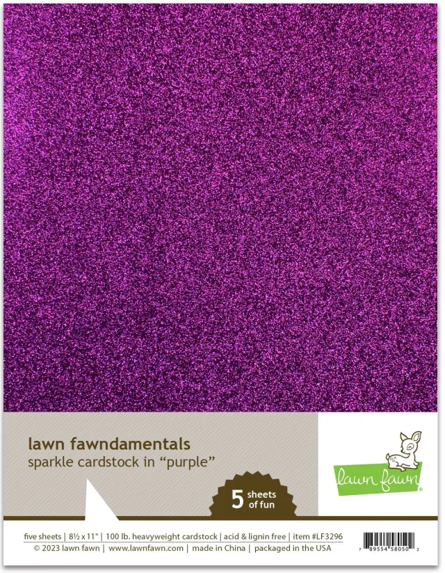 Lawn Fawn Sparkle Cardstock Papier Lila 5 Blatt 216x280