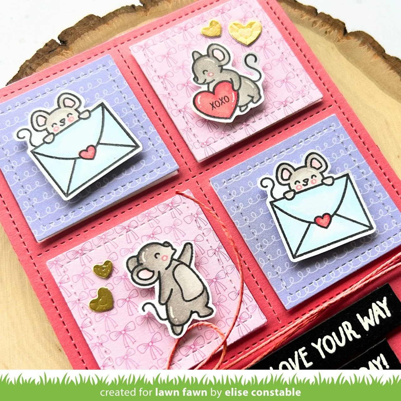 Lawn Fawn Valentine Mice Stempelset Valentinstag Mäuse