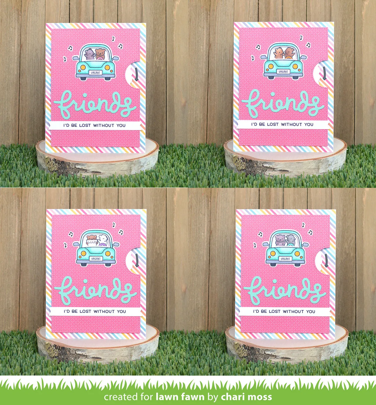 Lawn Fawn Reveal Wheel Car Critters Add-on Stanze