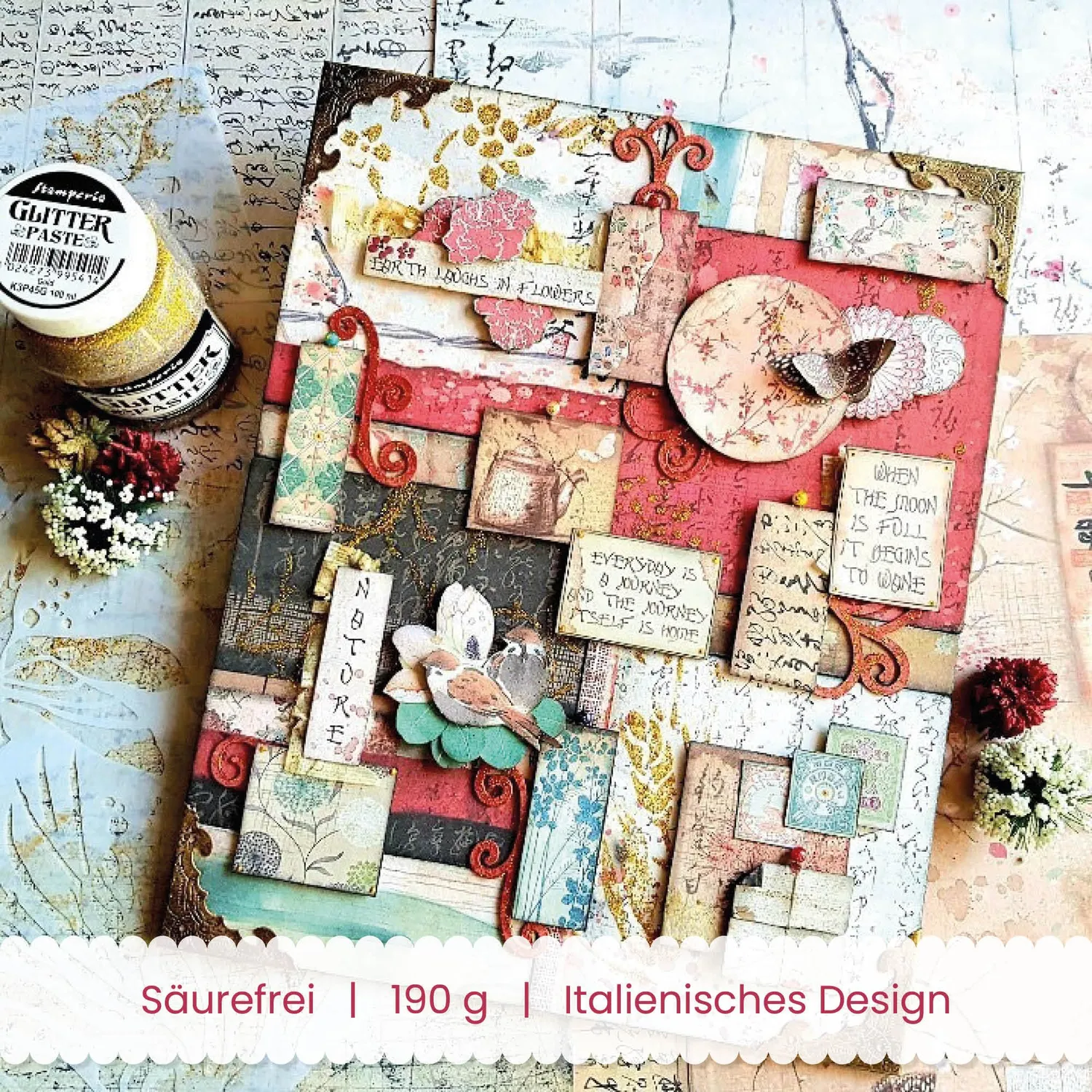 Stamperia Oriental Garden Scrapbookpapier 20,3cm 10 Blatt 190g