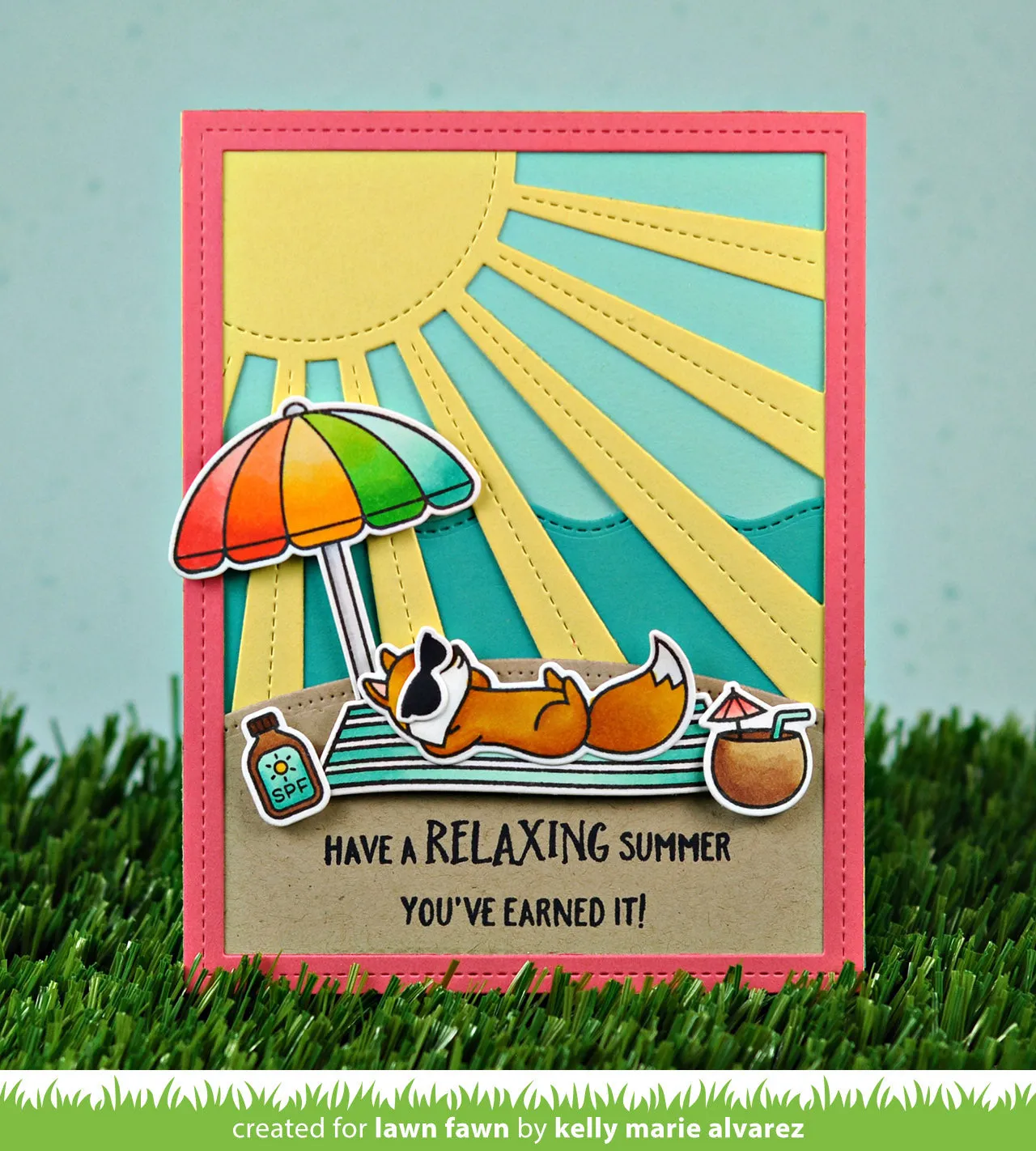 Lawn Fawn Lawn Cuts Sunray Backdrop Stanzschablone genäht