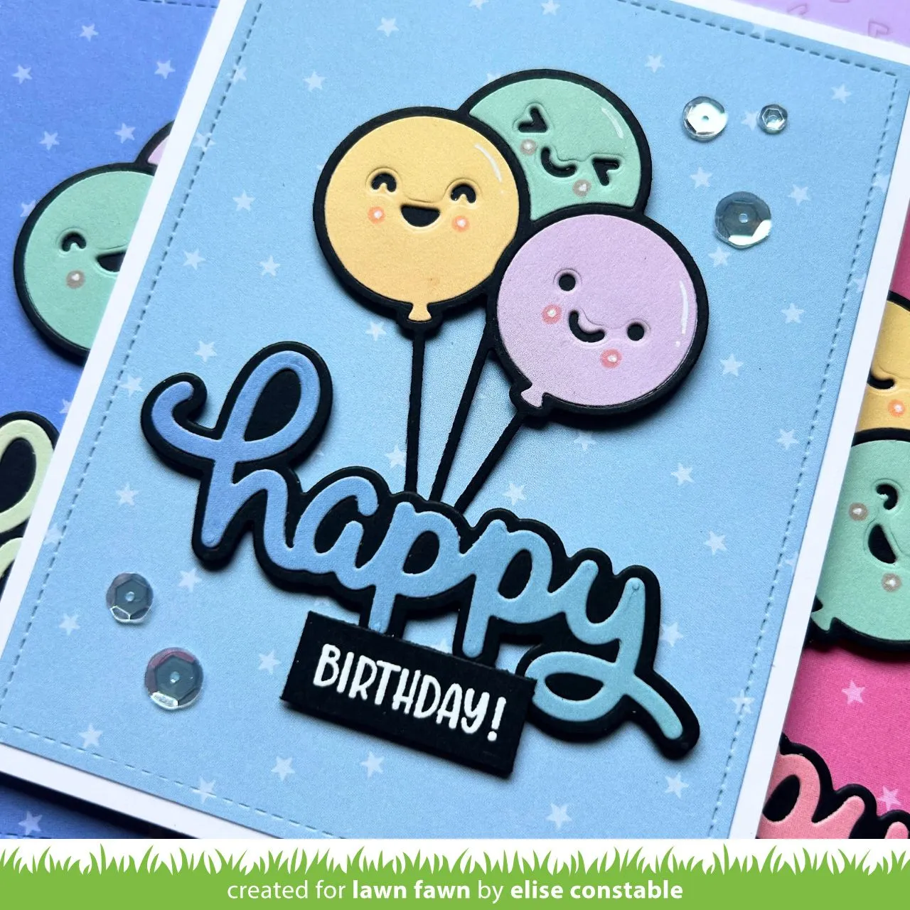 Lawn Fawn Scripty Happy Outline Add-On Stanze Kontur