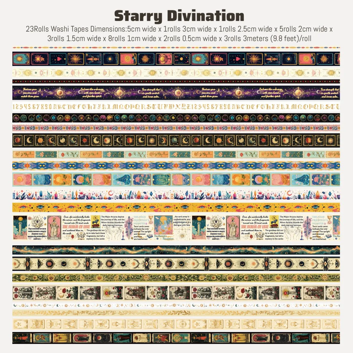 Ieebee Gold Foil Tarot Washi Tape 23 Rollen