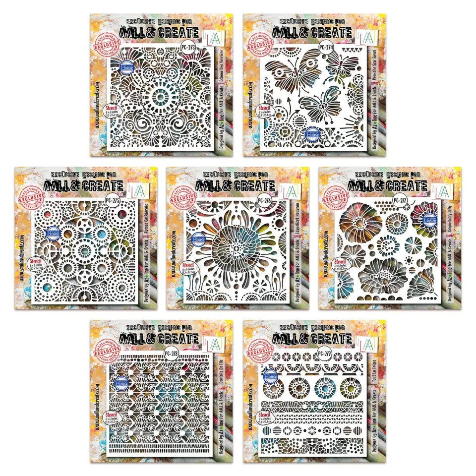 AALL and Create Dentelle Florale Schablonen Bundle 15x15 7-teilig