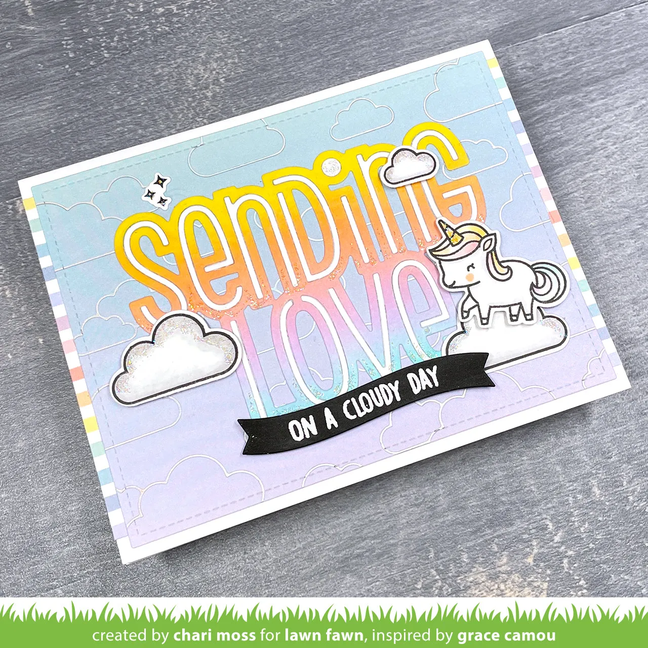 Lawn Fawn Giant Sending Love Stanzschablone 10x7cm