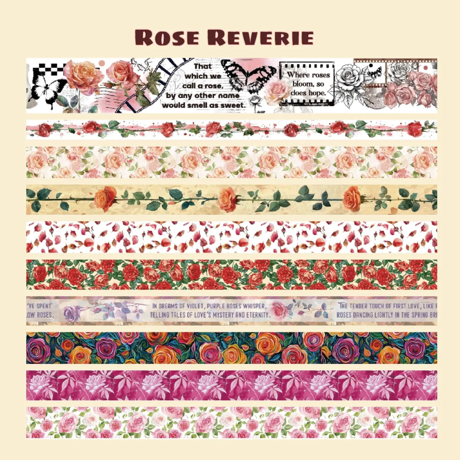 Ieebee Rose Washi Tape Set 20 Rollen Vintage Rosen