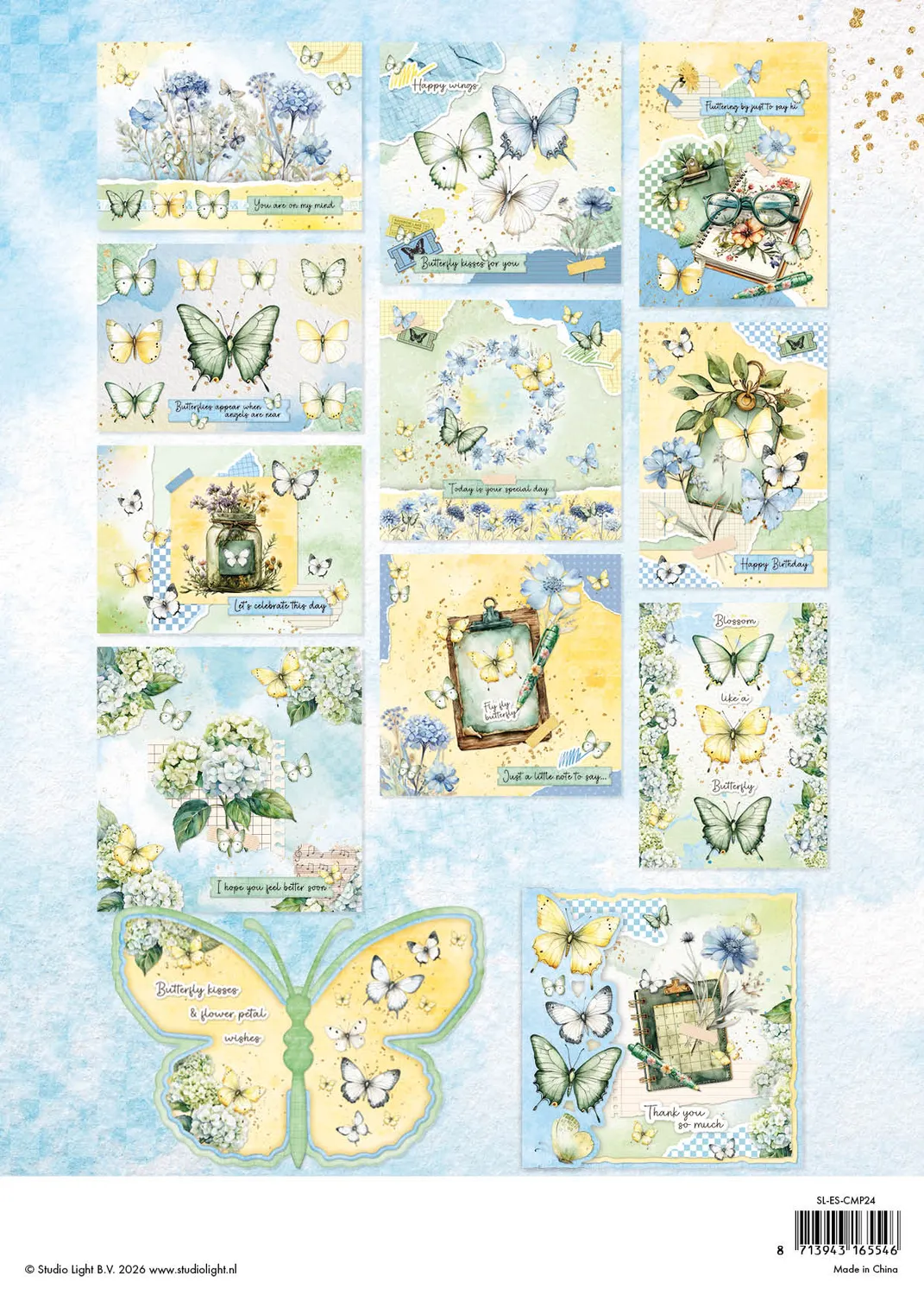 StudioLight Essentials Card Making Pad Butterflies 14 Blatt A4