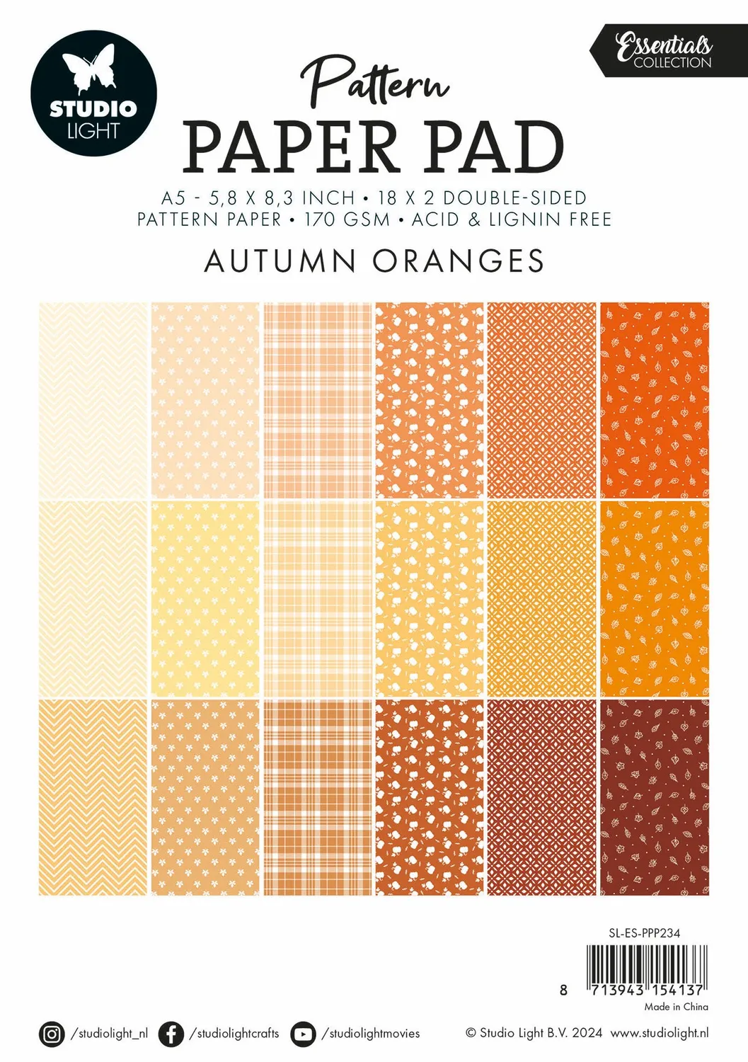 Studio Light Essentials Paper Pad Shades of orange A5 36 Blatt