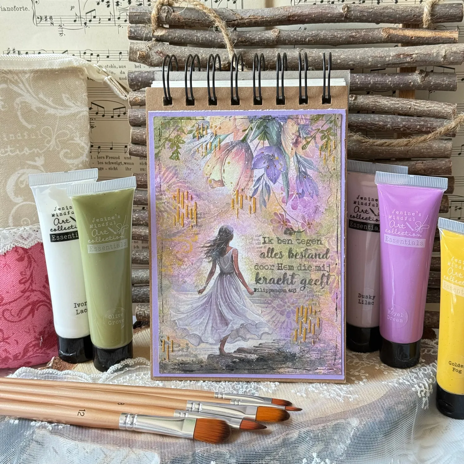 Jenine's Mindful Art Essentials Acrylfarben Mist & Moss 6-tlg