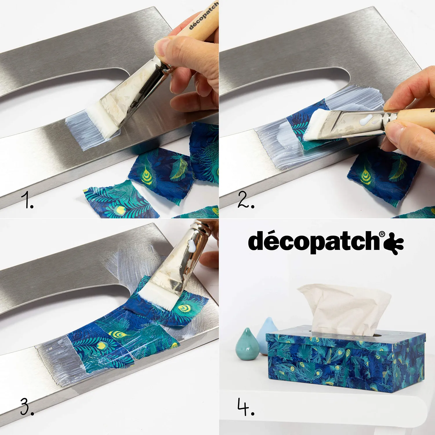décopatch No.727 Papier Einhorn blau 3 Bögen