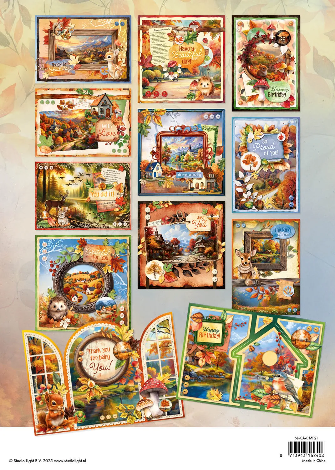 Studio Light Charming Autumn Card Making Pad Kartenblock Herbst 14 Blatt