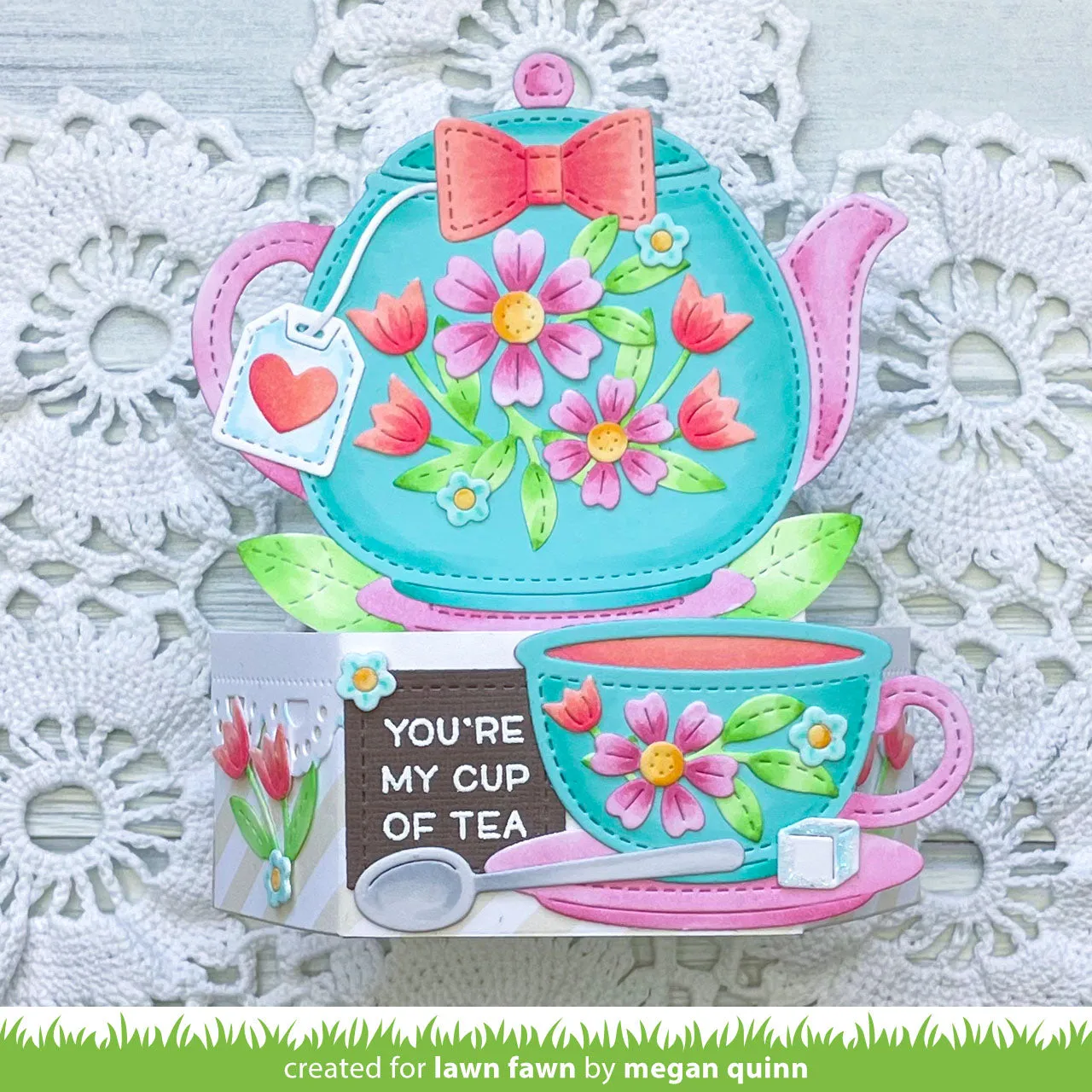 Lawn Fawn Lawn Cuts Stitched Teacup Stanze Teetasse
