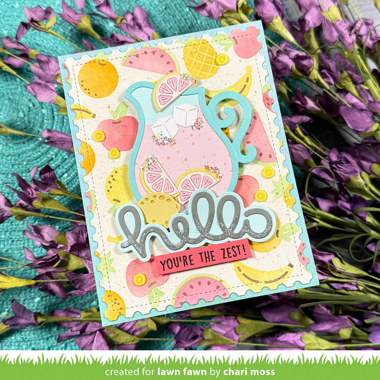 Lawn Fawn Fruit Salad Background Schablonen Obst 15x15cm