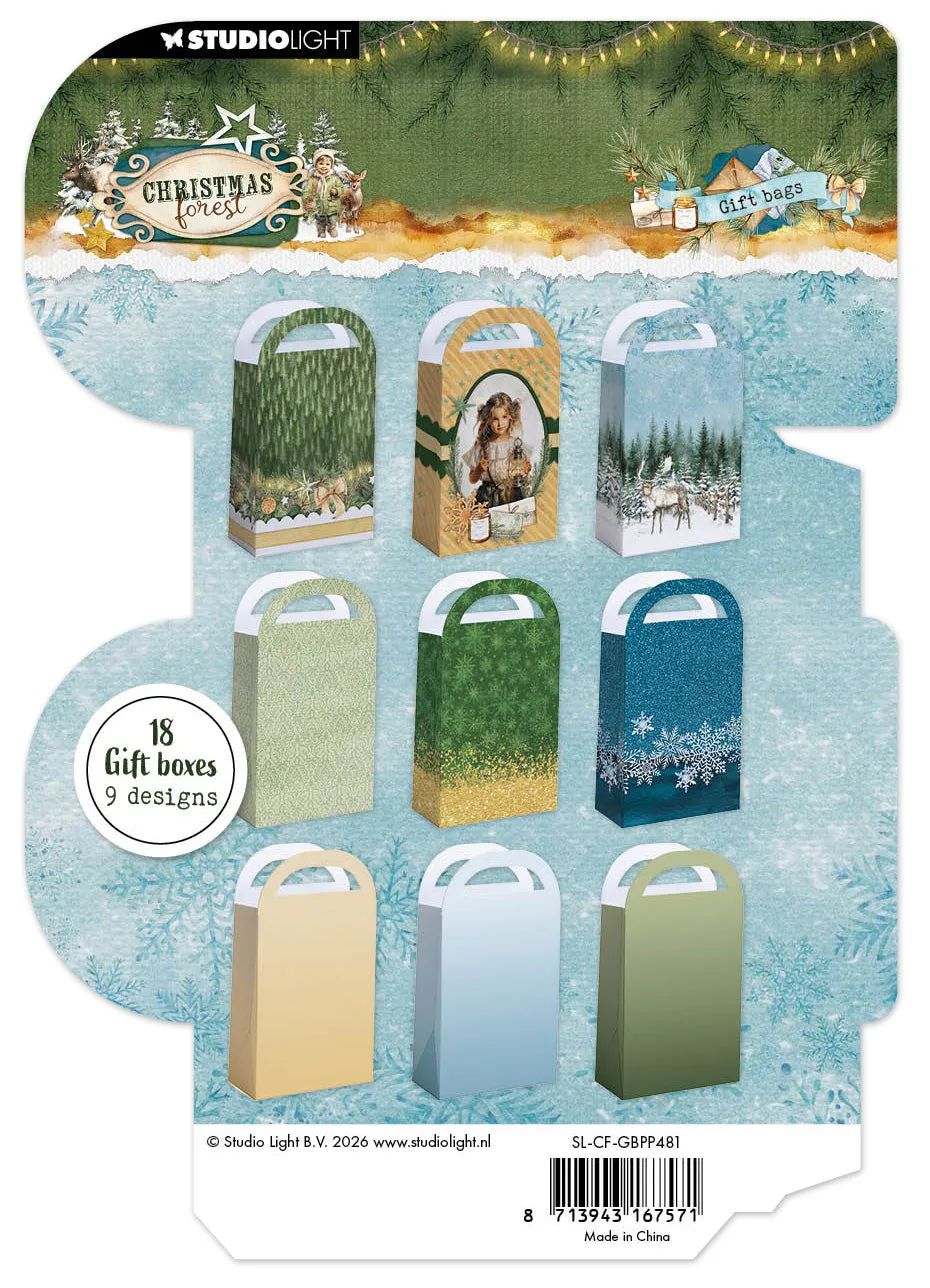 StudioLight Christmas Forest Giftbox Paper Pad Giftbag 18 Blatt