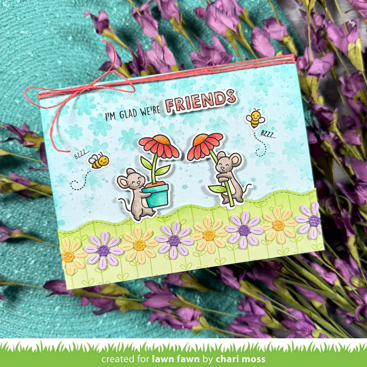 Lawn Fawn Mice Flowers LF4076 Clear Stamps Mäuse