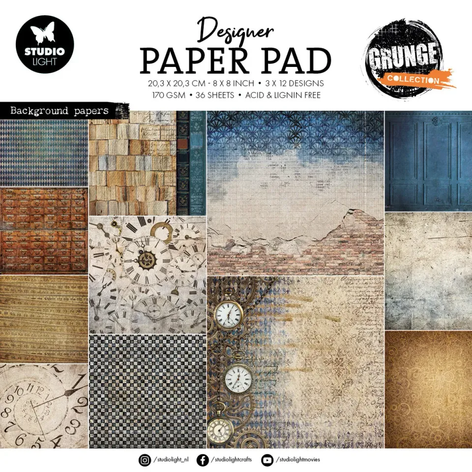 StudioLight Grunge Collection Background Papierblock 20x20 cm Grunge