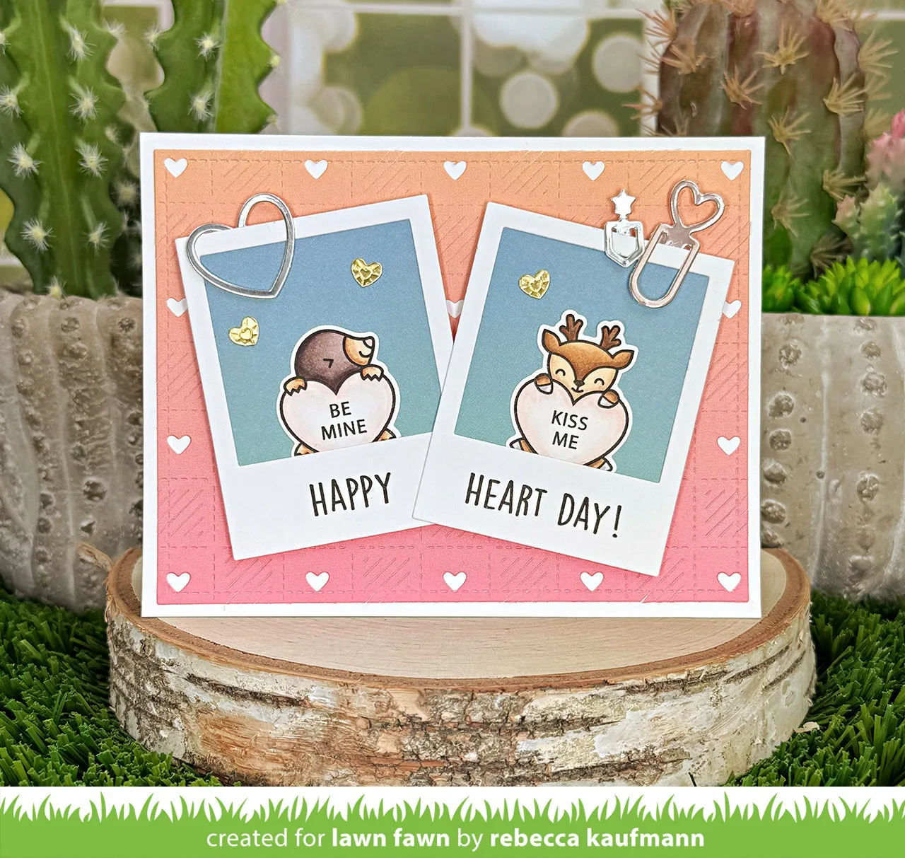 Lawn Fawn Checkered Hearts Backdrop Stanzen LF3963 quer