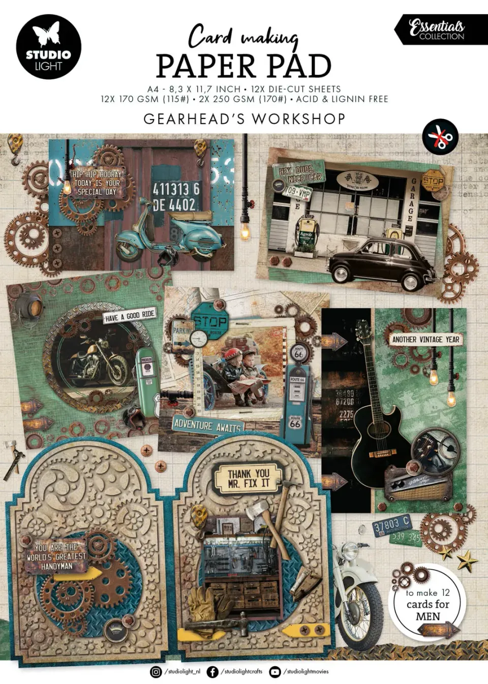 StudioLight Essentials Gearhead Workshop Papierblock 14 Blatt Zahnrad