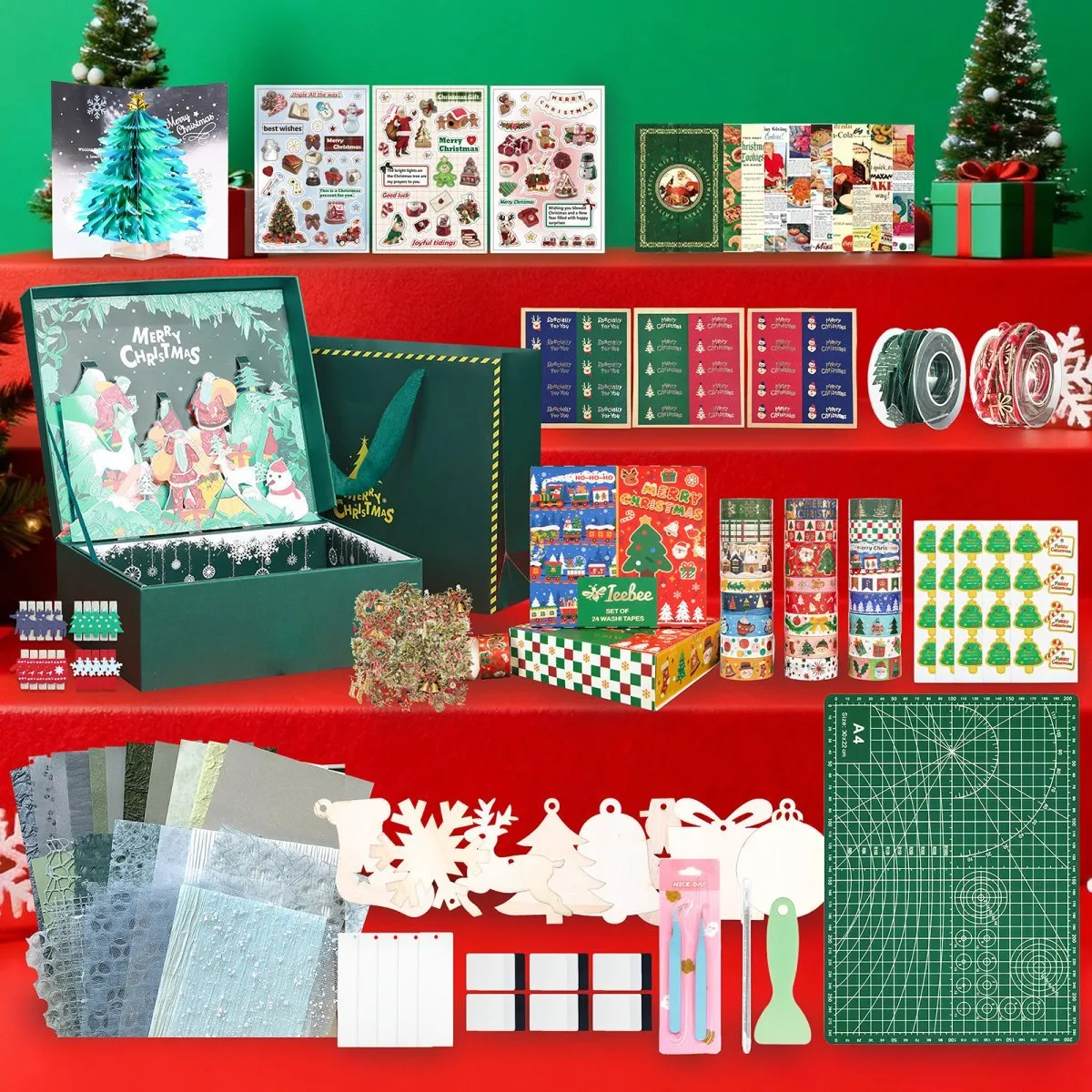 Ieebee Green Christmas Gift Box Set Bastelbox grün