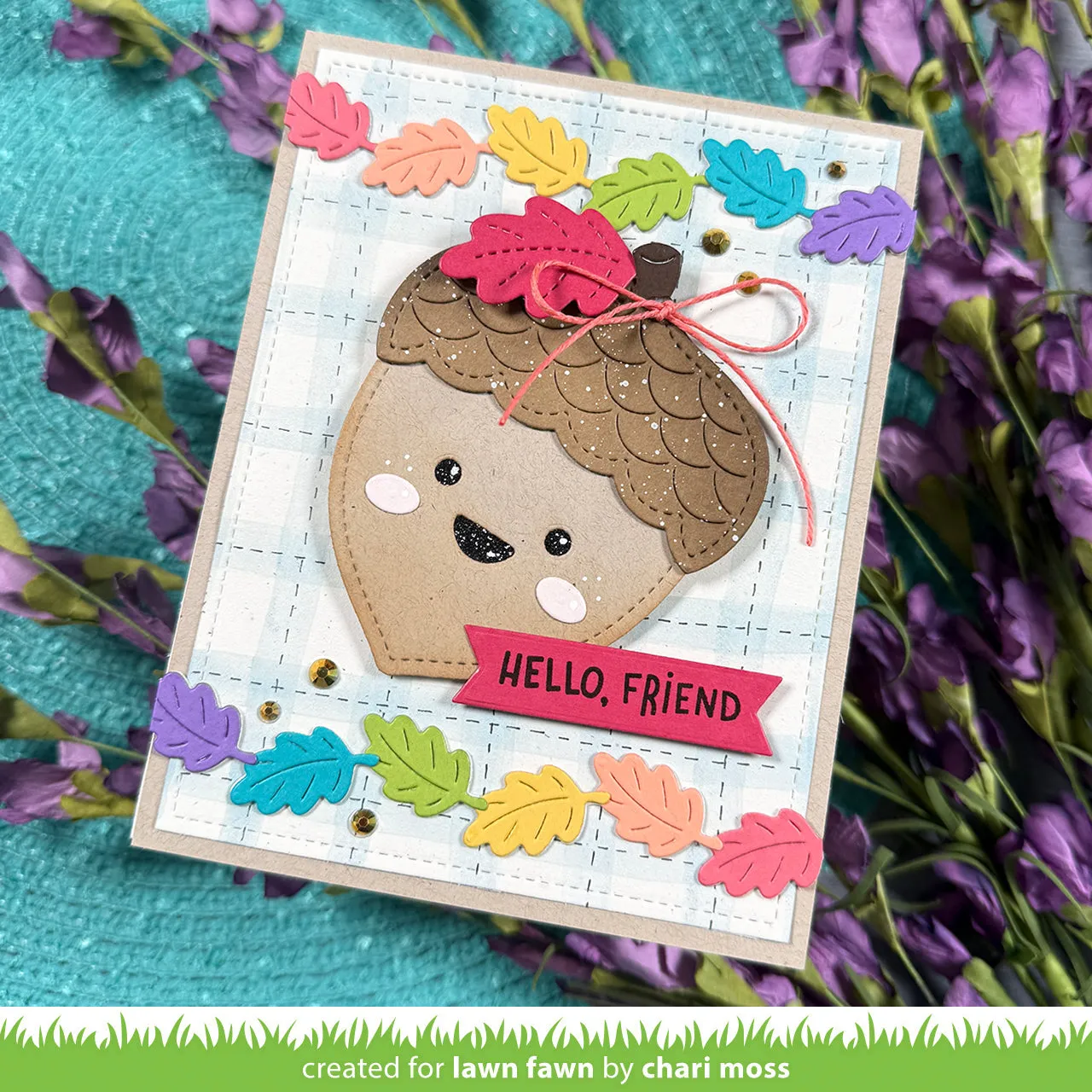 Lawn Fawn Leaf and Acorn Border LF4211 Stanzschablonen Herbst