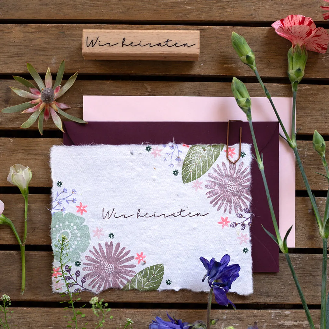 Perlenfischer Wir heiraten 2 Stempel 8x79 mm Holz