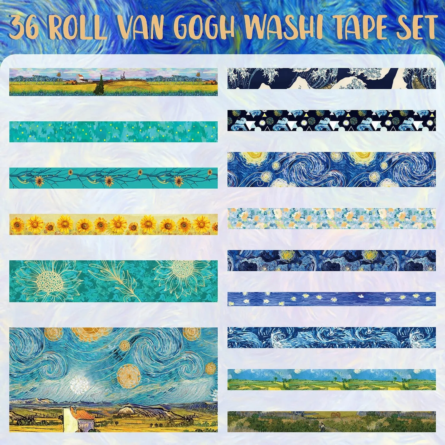 Ieebee Van Gogh Washi Tape Set 36 Rollen Kunst