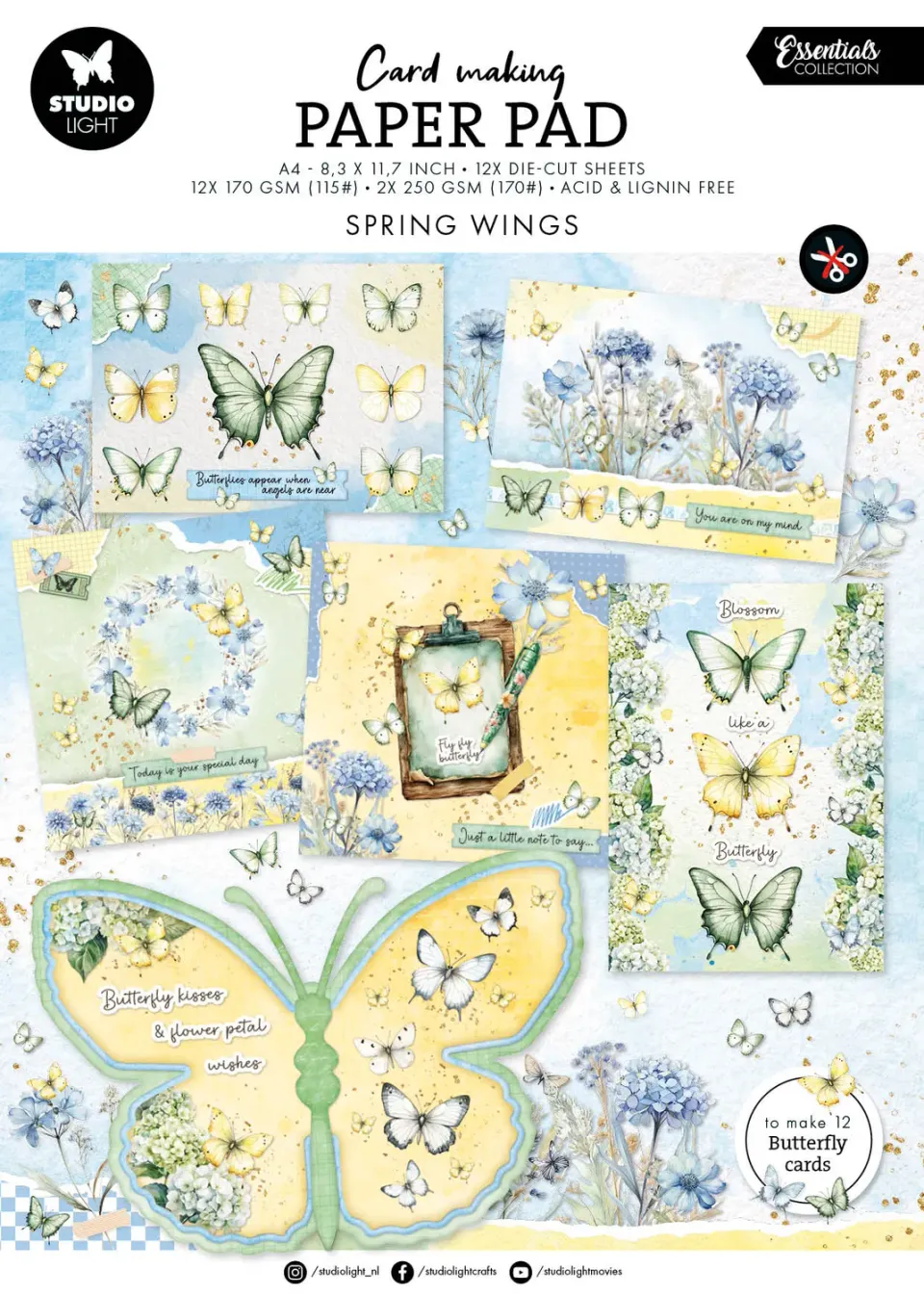 StudioLight Essentials Card Making Pad Butterflies 14 Blatt A4