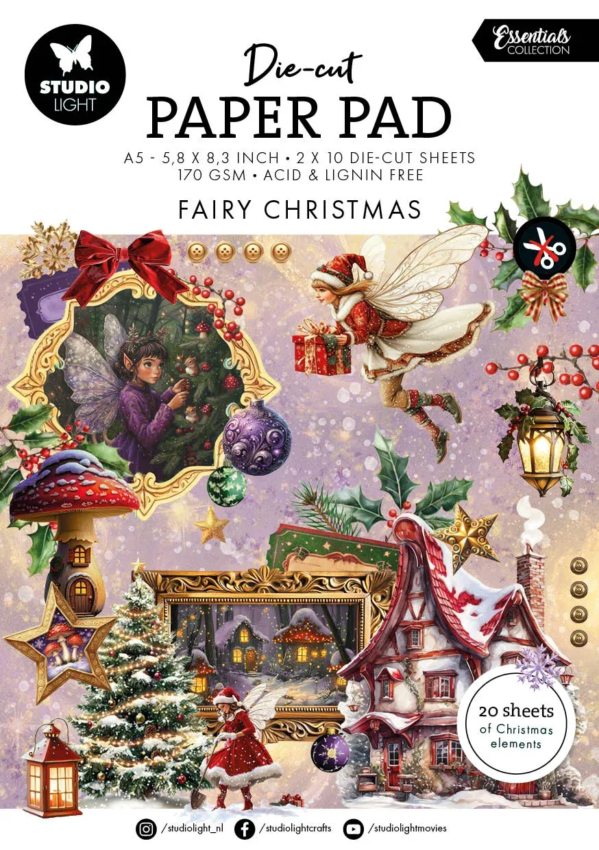 StudioLight Essentials Fairy Christmas Die-cut Papierblock 20 Blatt