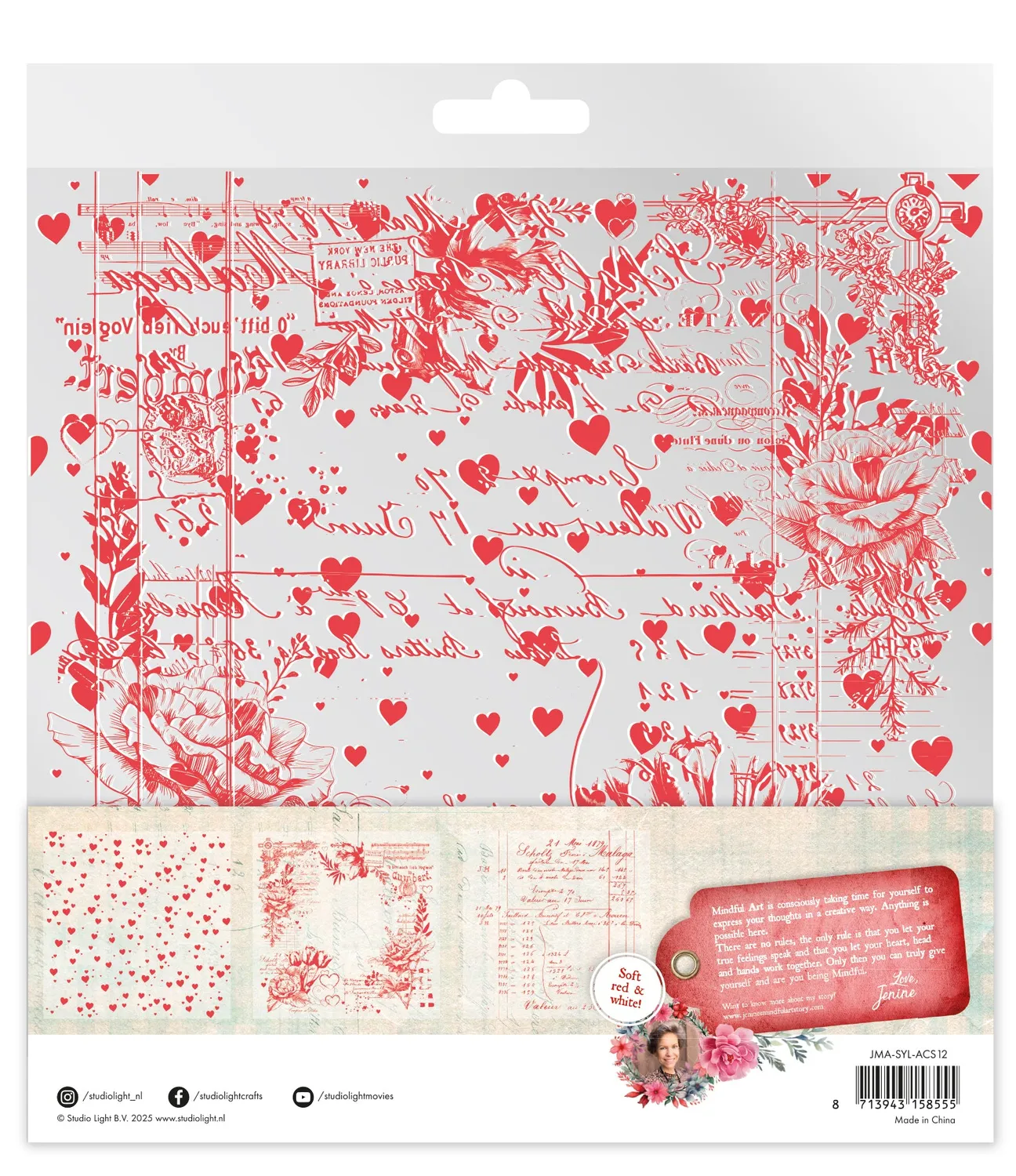 StudioLight Sending You Love Acetate Sheets Weiß Rot