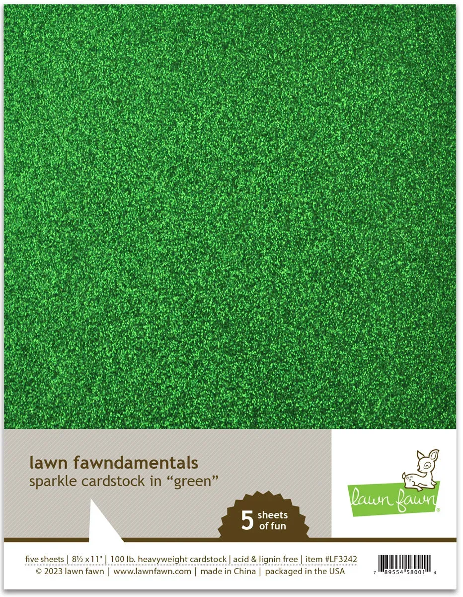 Lawn Fawn Sparkle Cardstock grün 5 Blatt Glitzerpapier