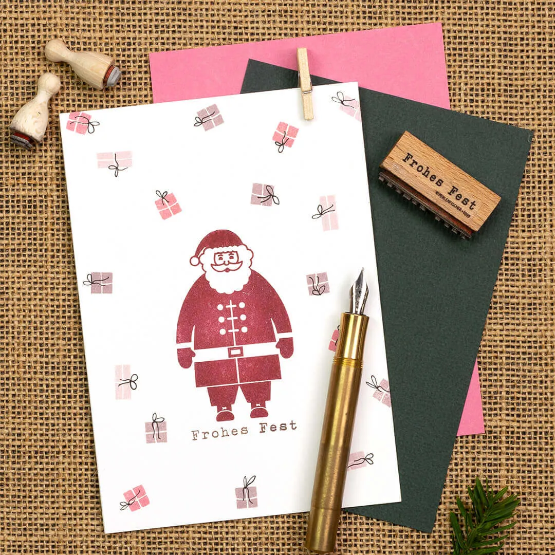 Perlenfischer Weihnachtsmann Stempel 41 x 67 mm Holz
