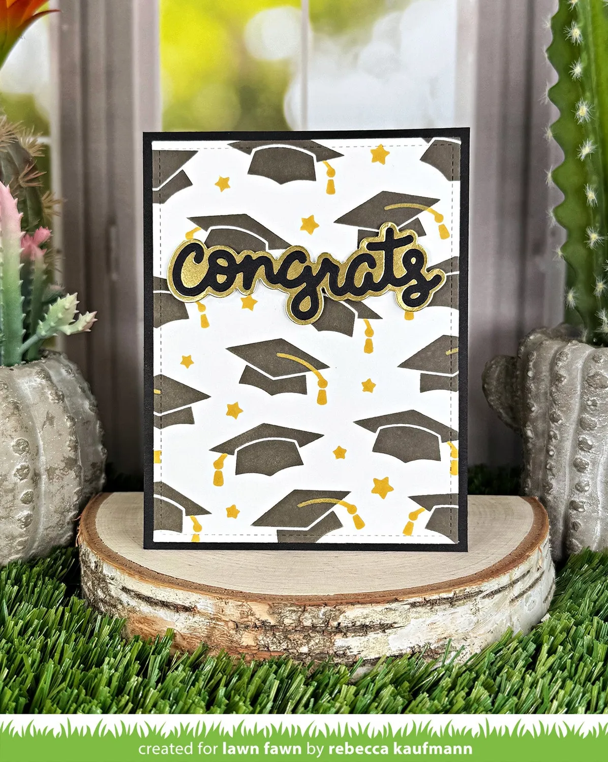 Lawn Fawn Graduation Caps Background Schablonen 15x15cm 2-teilig