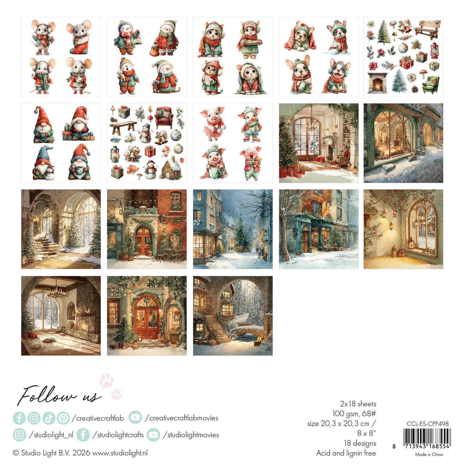 Creative Craftlab Essentials Collage Papierblock Christmas 36 Bogen
