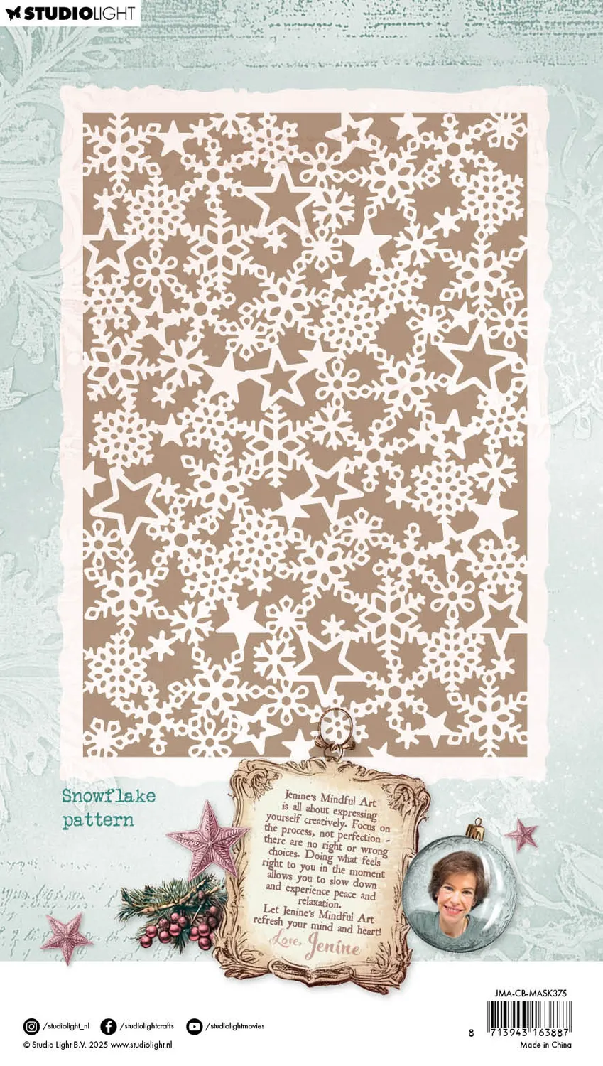 Jenine's Mindful Art Christmas Blush Snowflake Schablone A5