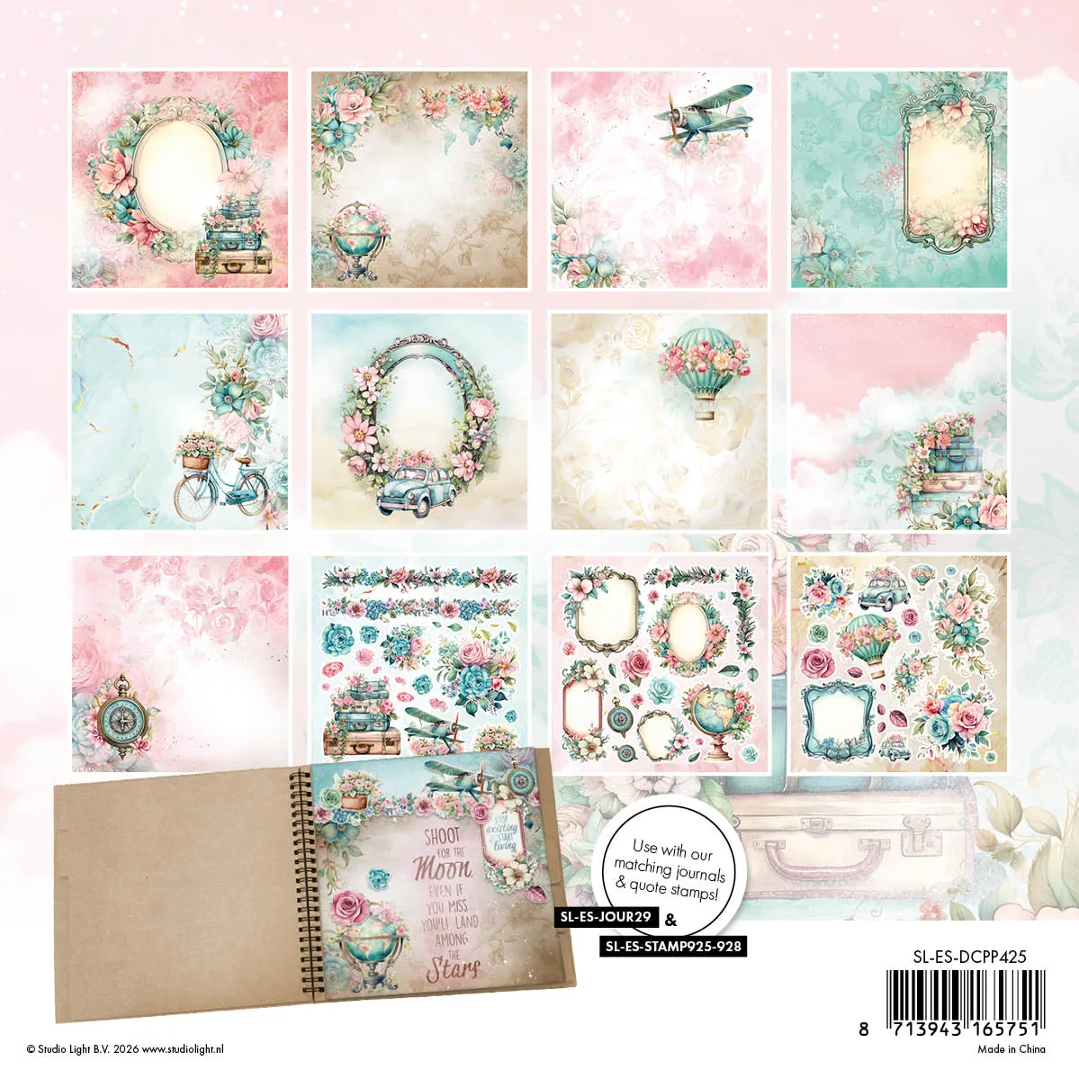 StudioLight Vintage Voyage Designpapier Block 203x203mm 36 Blatt