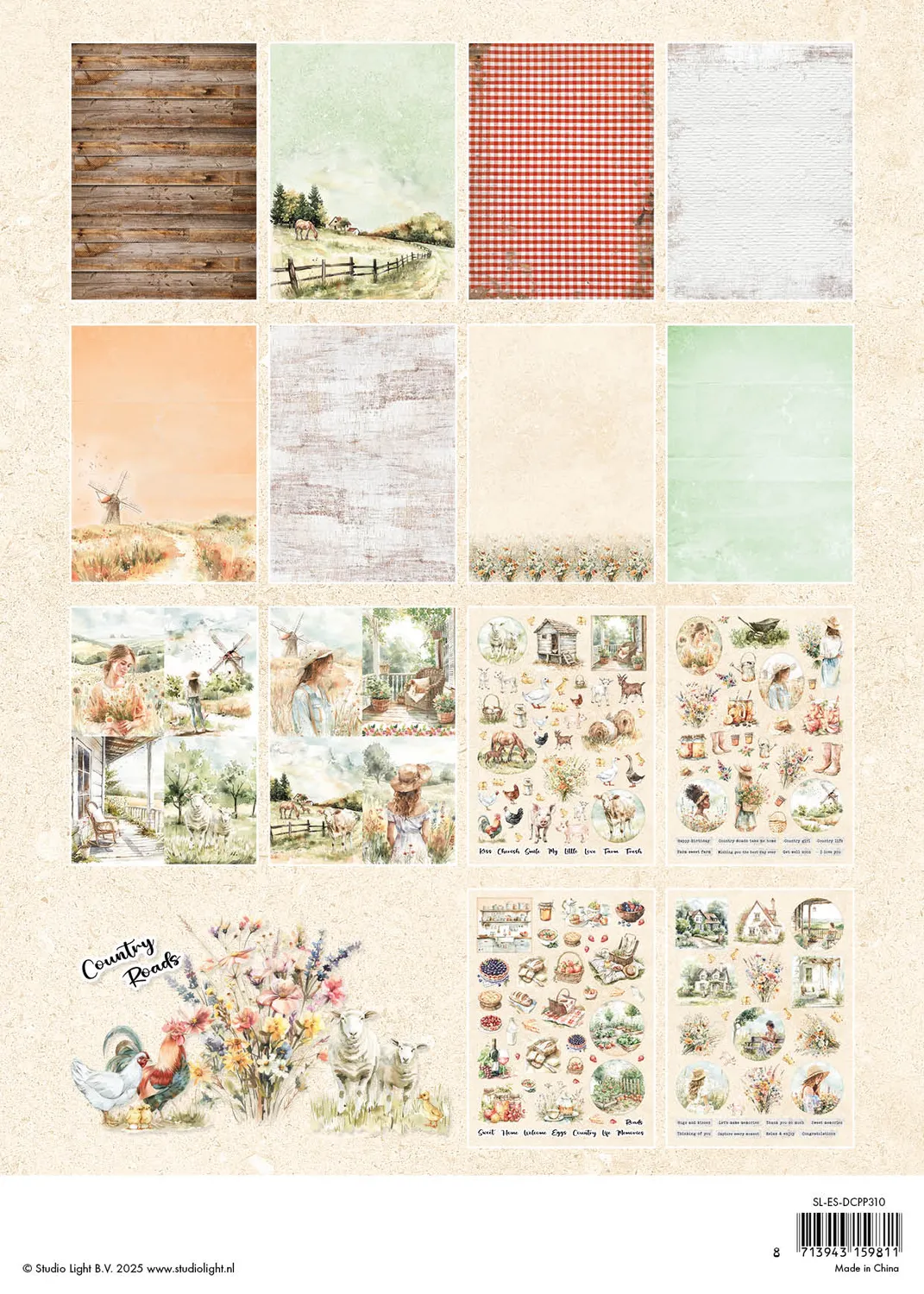 StudioLight Essentials Country Roads Papierblock 28 Blatt Natur