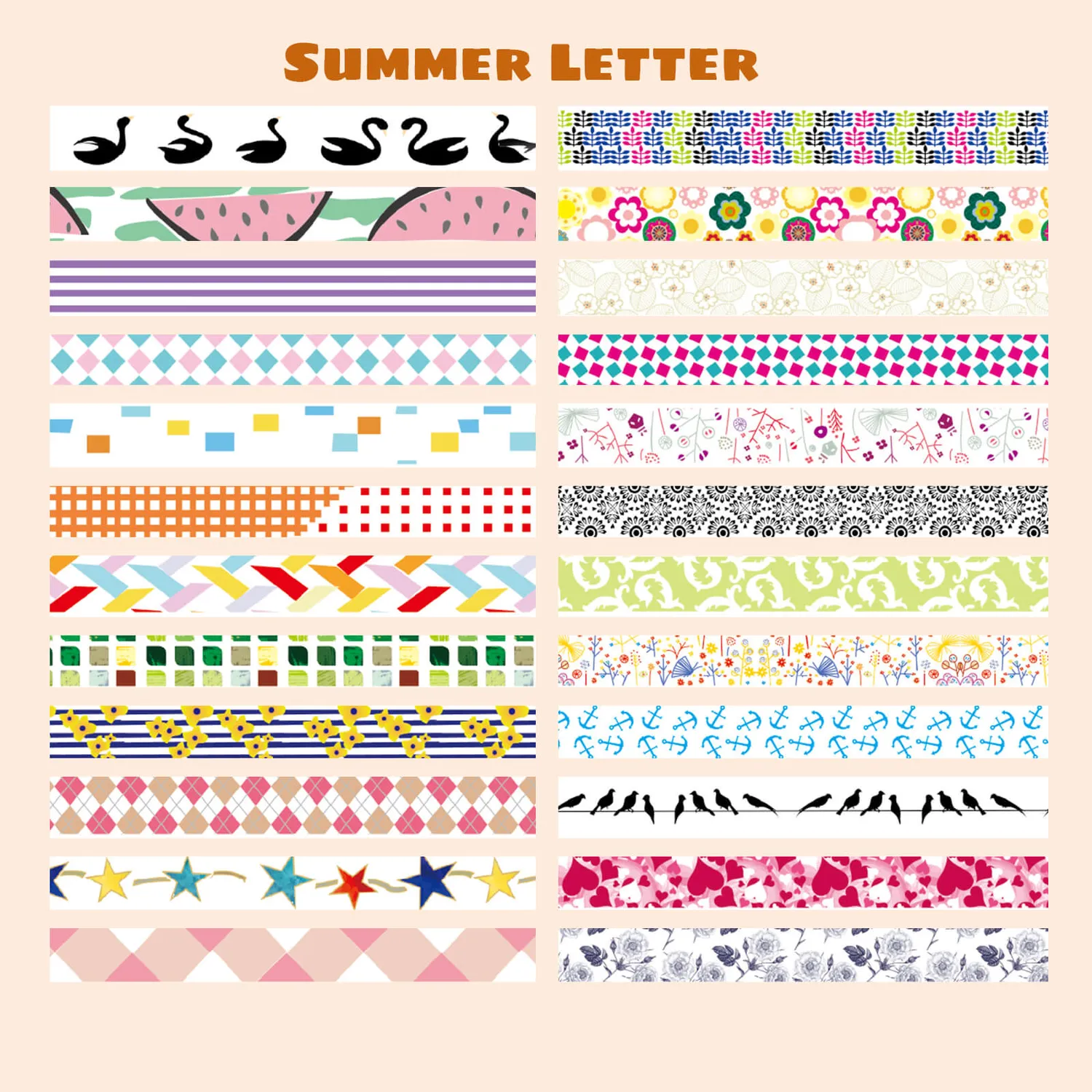 Ieebee Mixed Pattern Washi Tape 48 Rollen 8 mm