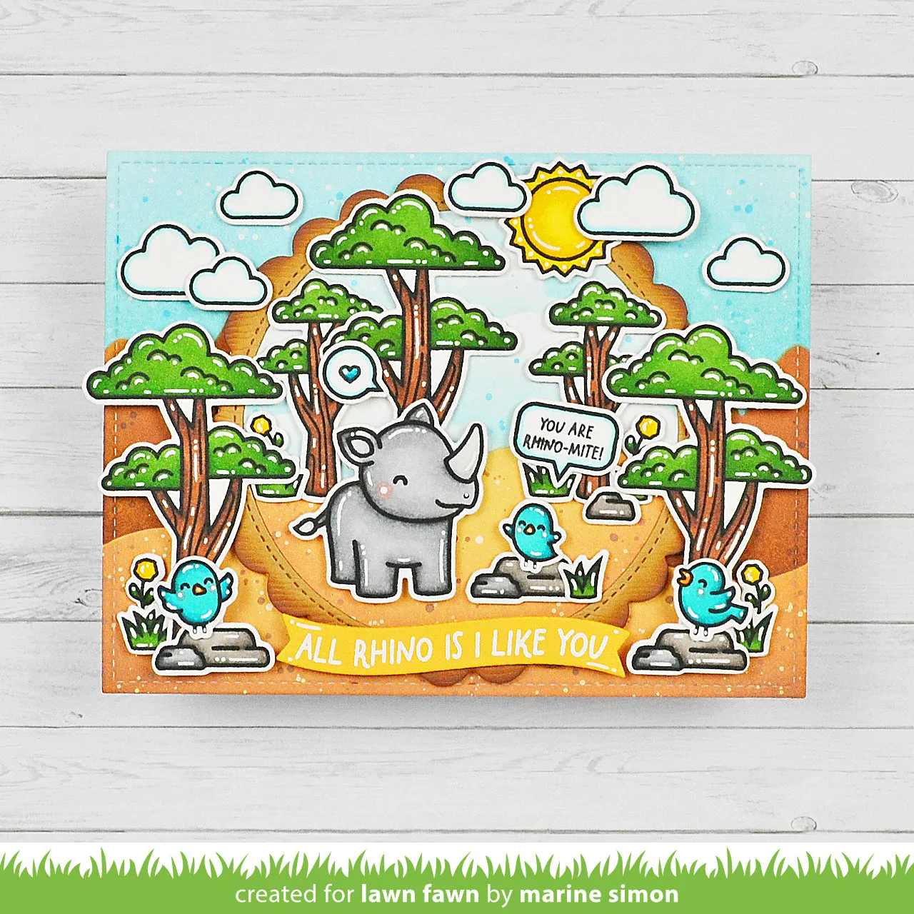 Lawn Fawn Rhino-mite Clear Stamps Nashorn Mini
