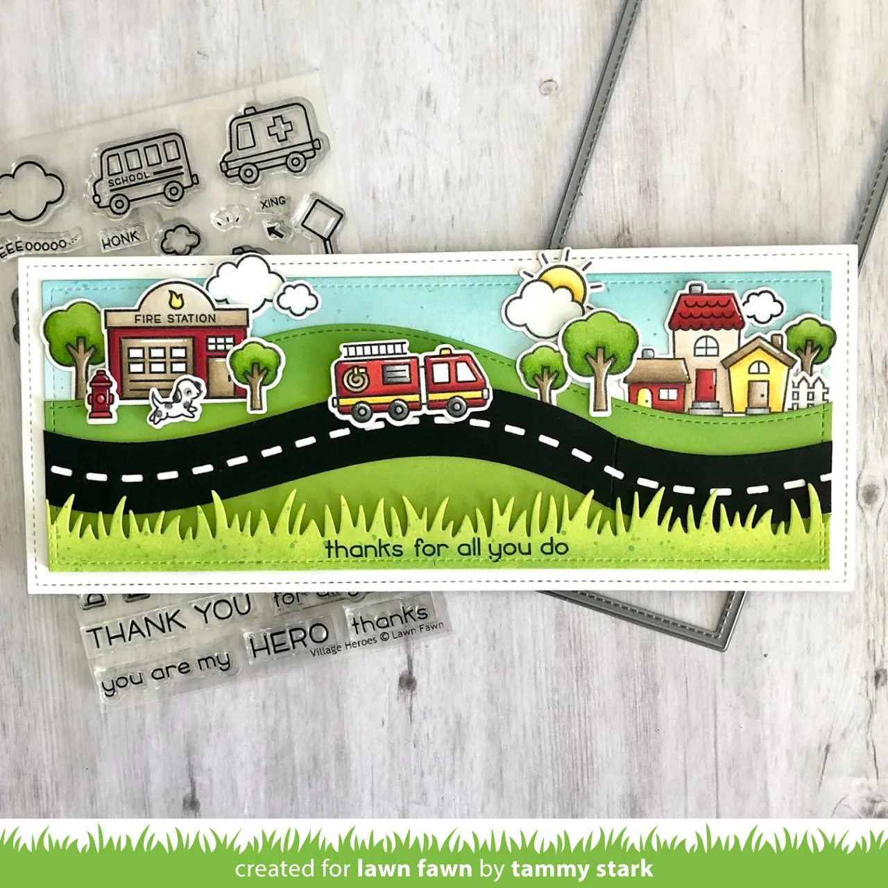 Lawn Fawn Slimline Stitched Hillside Borders Stanzen