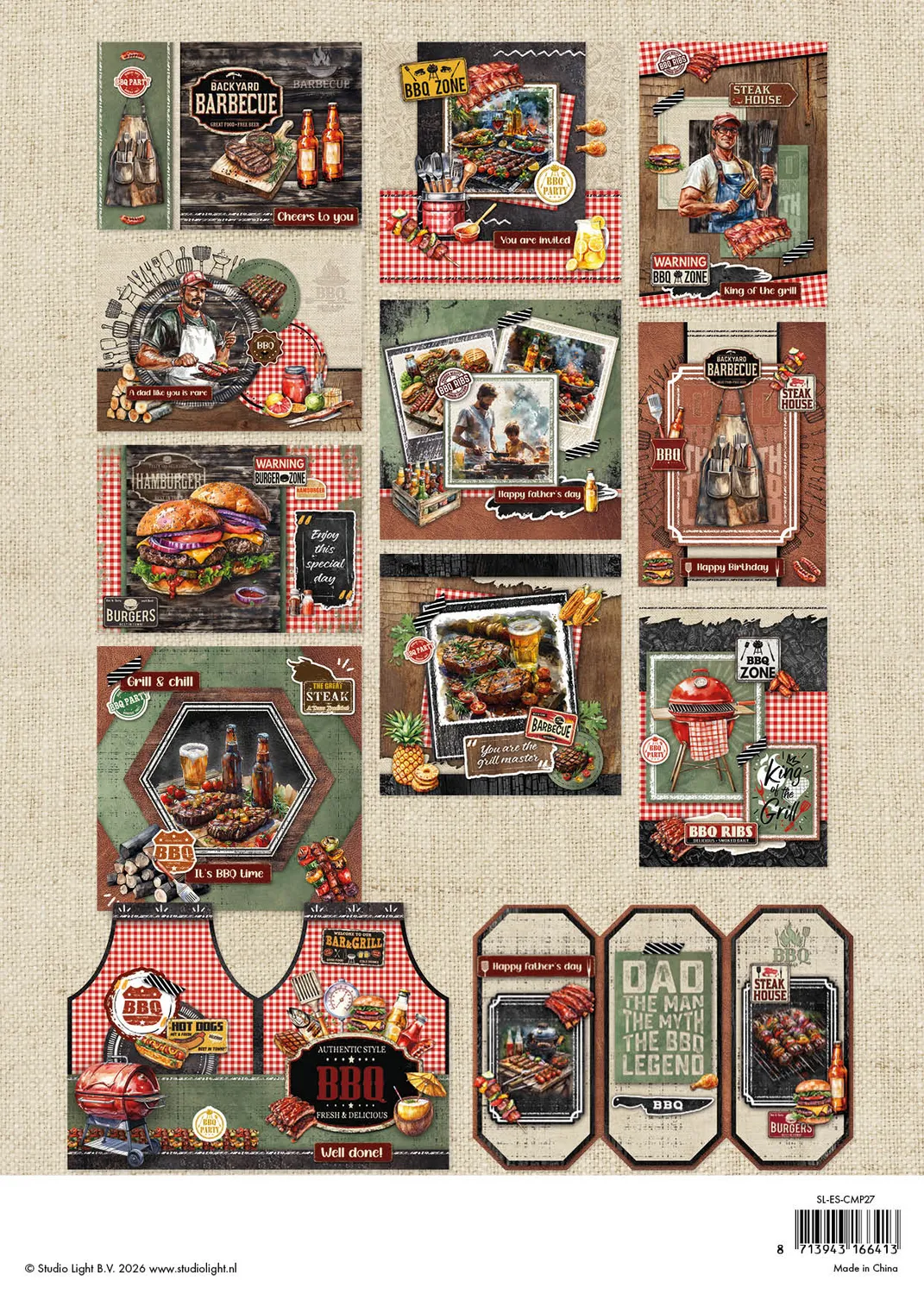 StudioLight Essentials BBQ Party Card Making Pad 14 Blätter