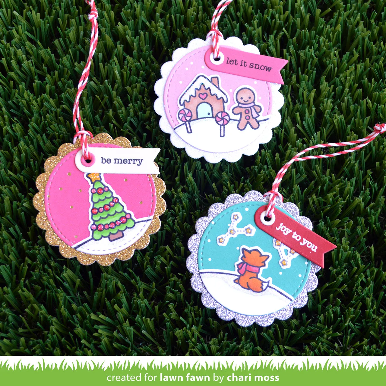 Lawn Fawn Scalloped Circle Gift Tag Stanze 3 Anhänger