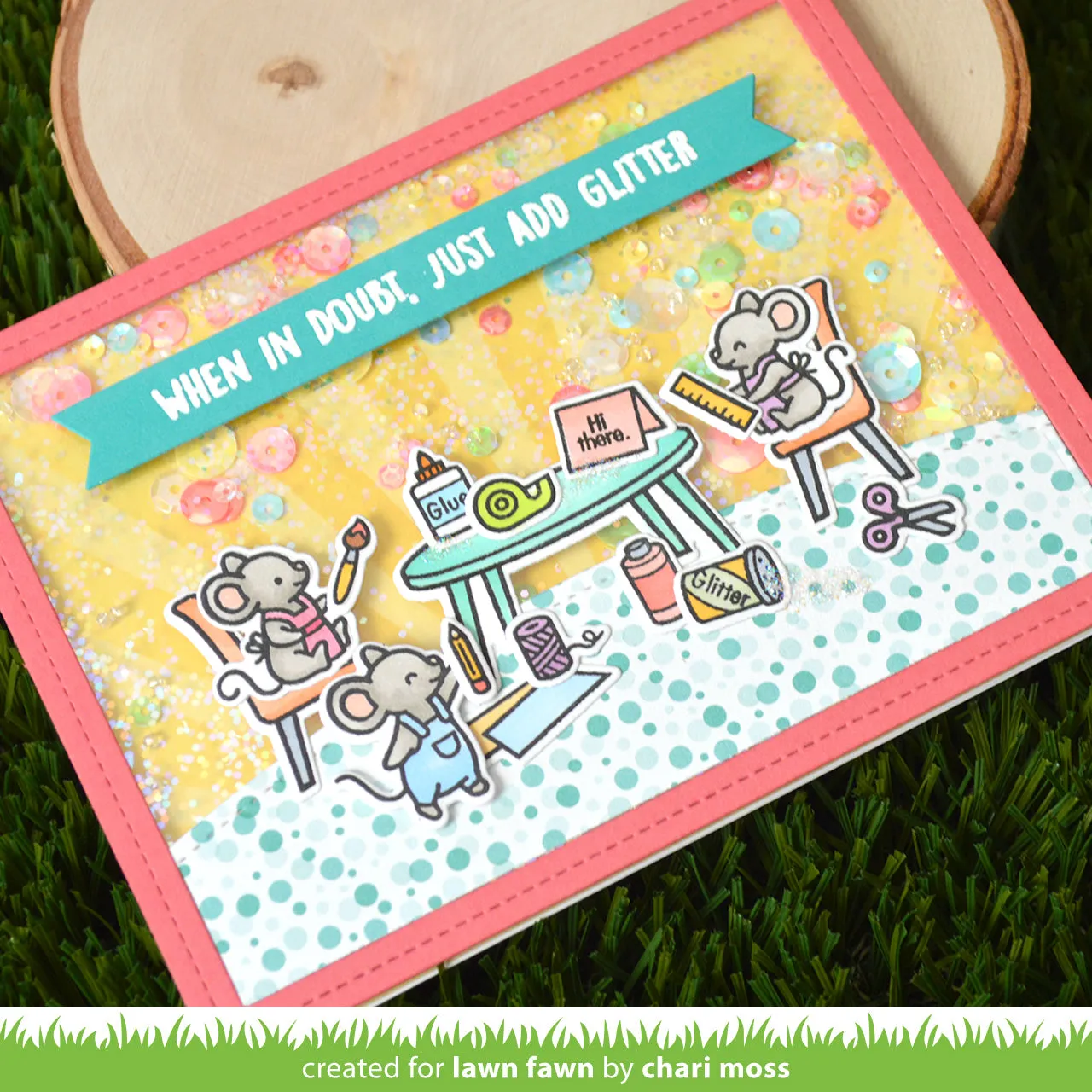 Lawn Fawn Just Add Glitter Stempelset Mäuse Basteln