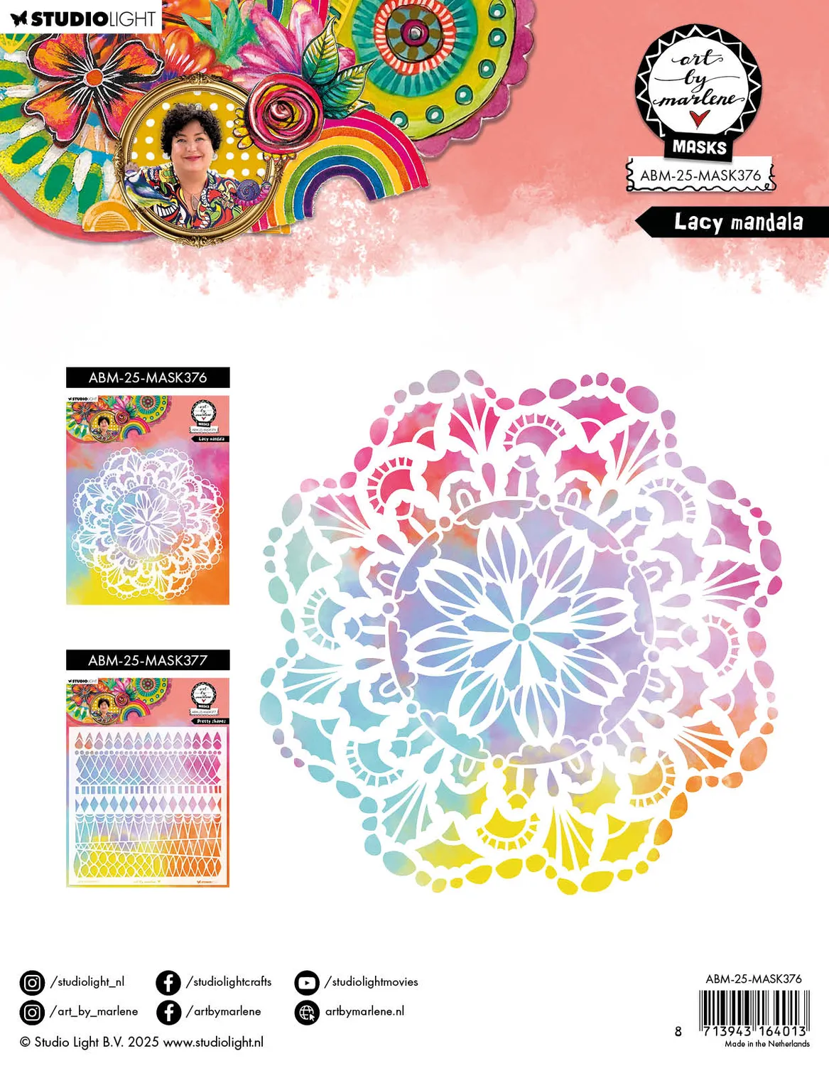 Art by Marlene Lacy Mandala Maske Stencil 203 mm Spitze