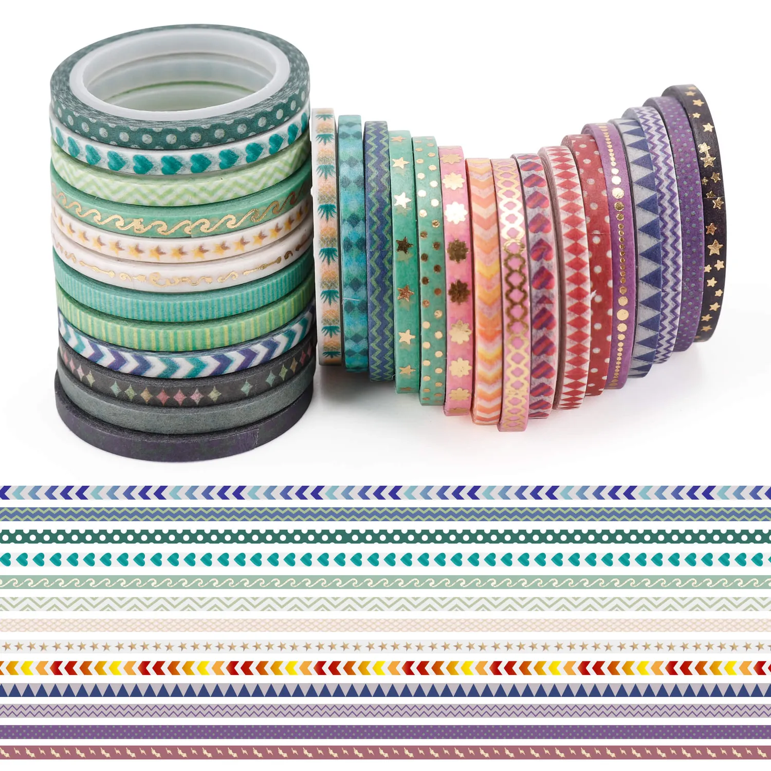 Ieebee Gold Foil Washi Tape 48 Rollen 3mm gold