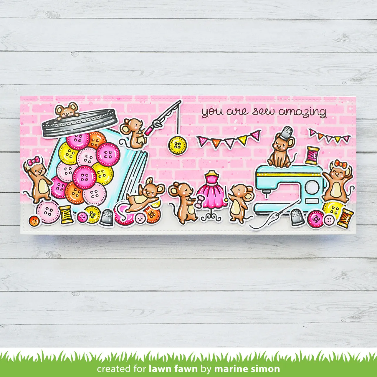 Lawn Fawn Sew Very Mice LF3061 Stempelset Mäuse